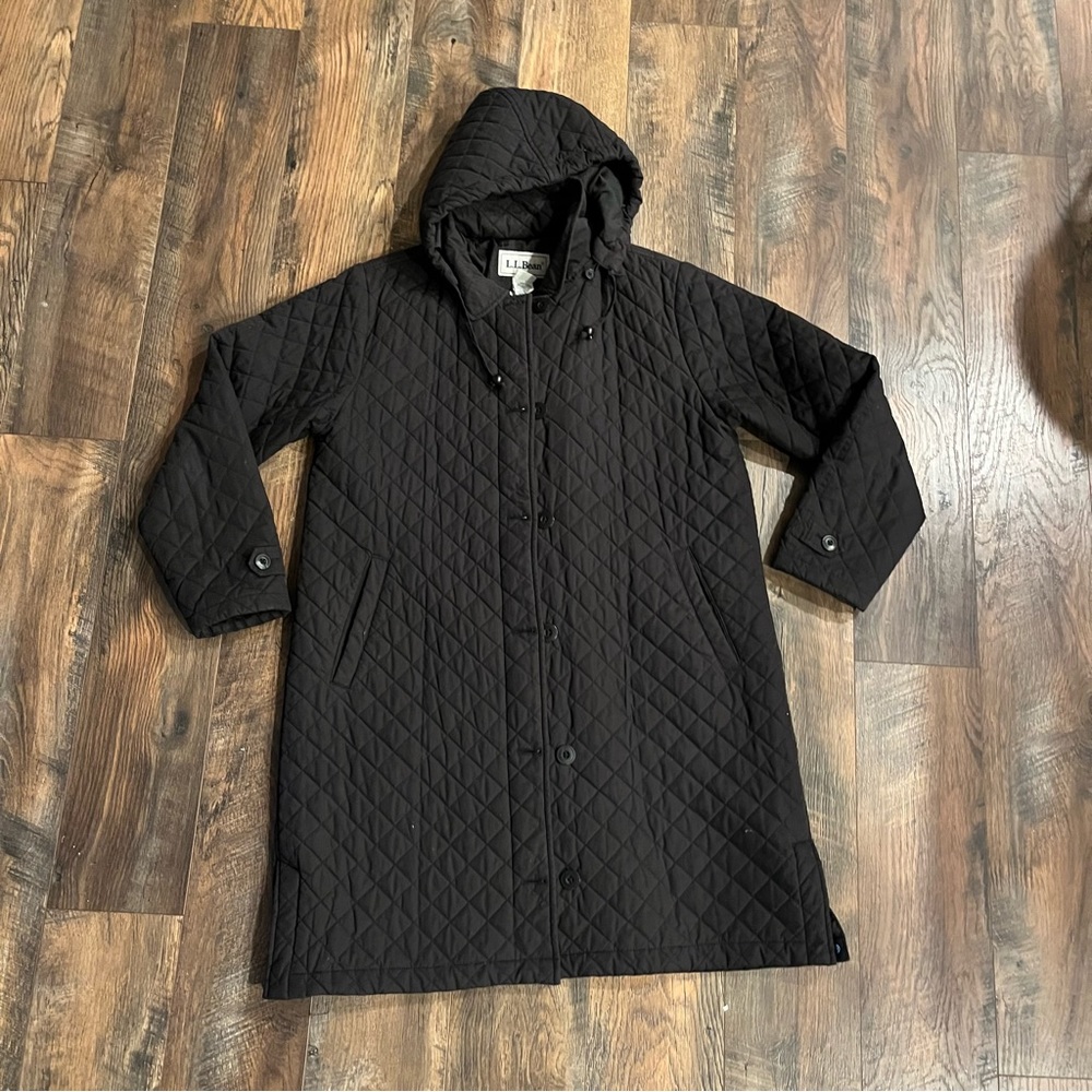 Vintage L. L. Bean Thermore quilted insulated removable hood longline coat sz M